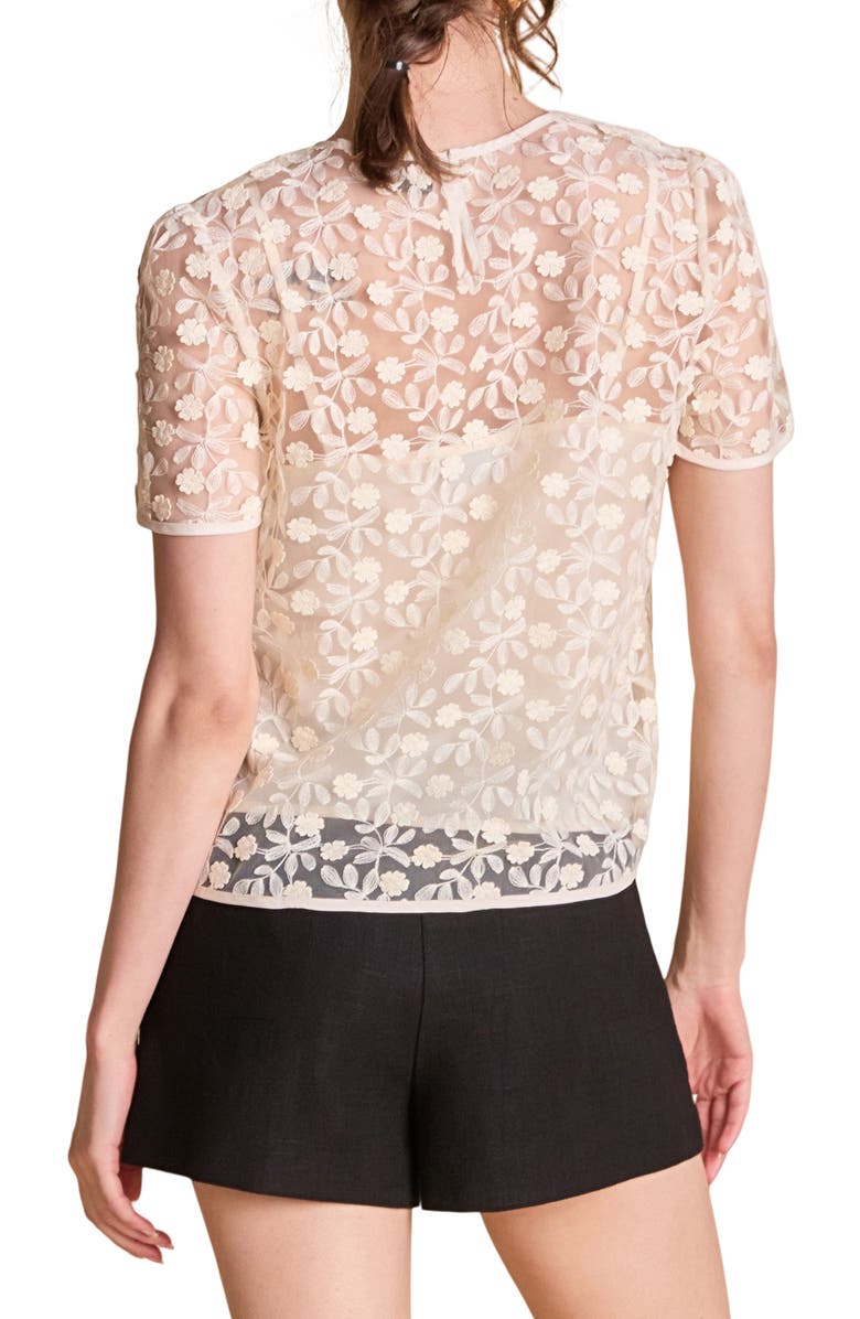 Endless Rose Embroidered Mesh Top, Alternate, color, Ivory