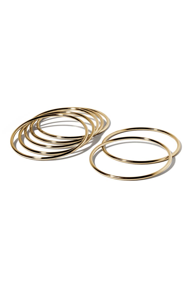 Set of 7 Mixed Metal Bangles (Nordstrom Exclusive), Alternate, color, YELLOW GOLD