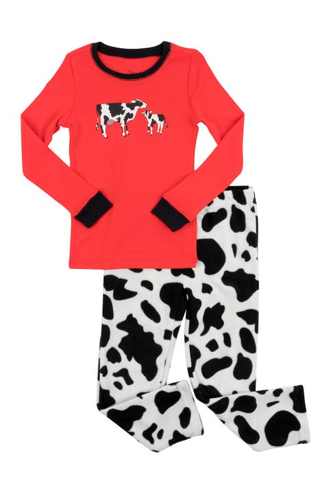 Red Black and White Cow 2-Piece Pajama Set