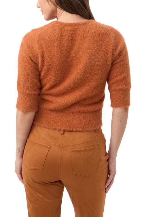 Trina Turk Maliah Fuzzy Elbow Sleeve Sweater In Brown