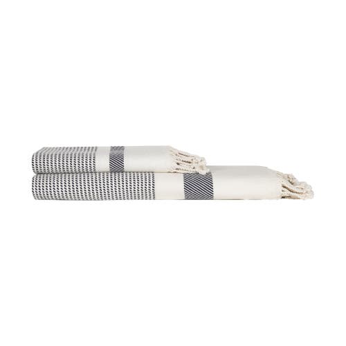 Olive And Linen Olive & Linen Pixel Turkish Towel Set In Neutral