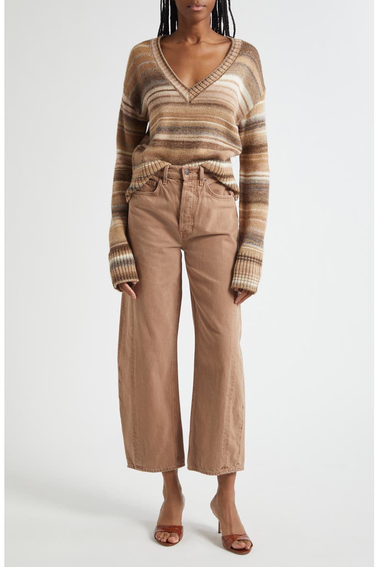 Diora Stripe Wool Blend Sweater, Alternate, color, DESERT KHAKI MULTI