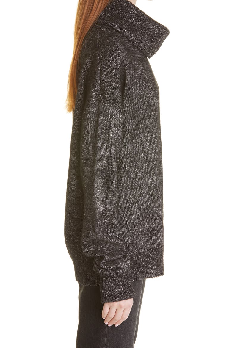 Raundi Cutout Shoulder Sweater, Alternate, color, BLACK W/ SILVER