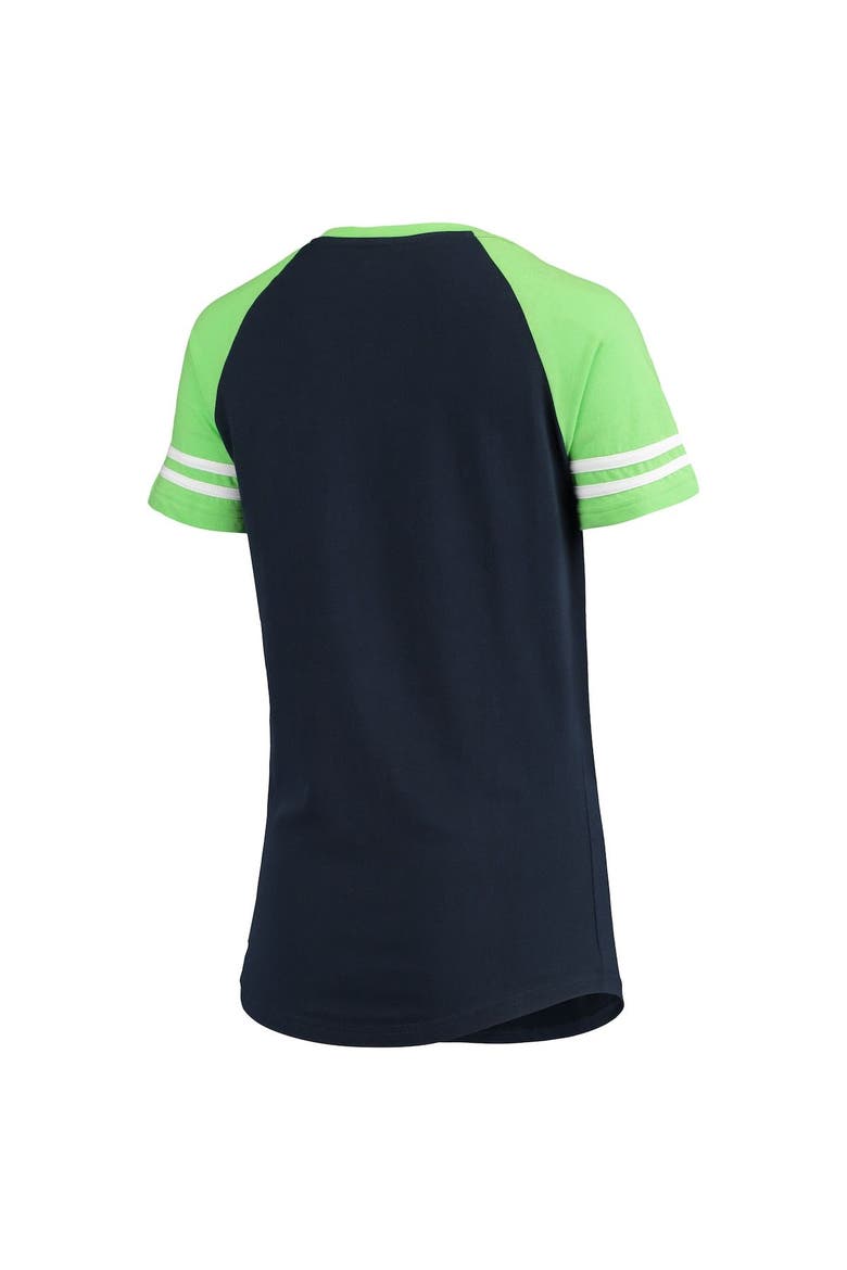 Women's New Era College Navy Seattle Seahawks Lace-Up Raglan T-Shirt, Alternate, color, Navy