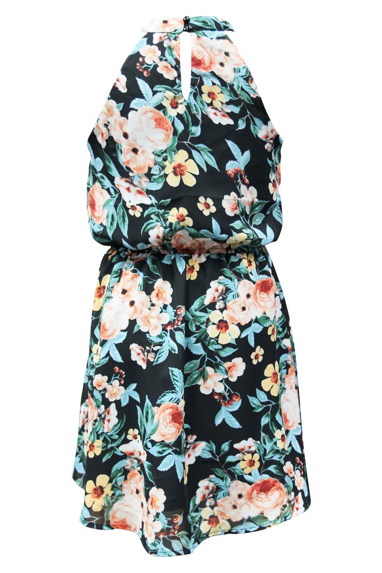 Mock Neck Skater Dress, Alternate, color, BLACK