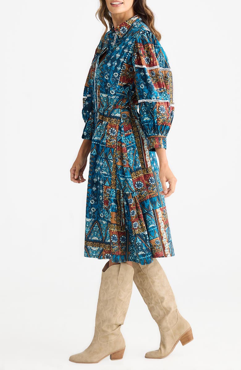 Talisman the Label Castella Patchwork Print Long Sleeve Cotton Shirtdress, Alternate, color, Sicilian Patchwork