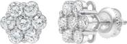 LuvMyJewelry Meadow 1.5 Ct TW Lab Grown Diamond Cluster Studs 14K White Gold Earrings