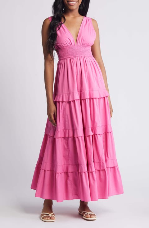 V-Neck Tiered Maxi Dress