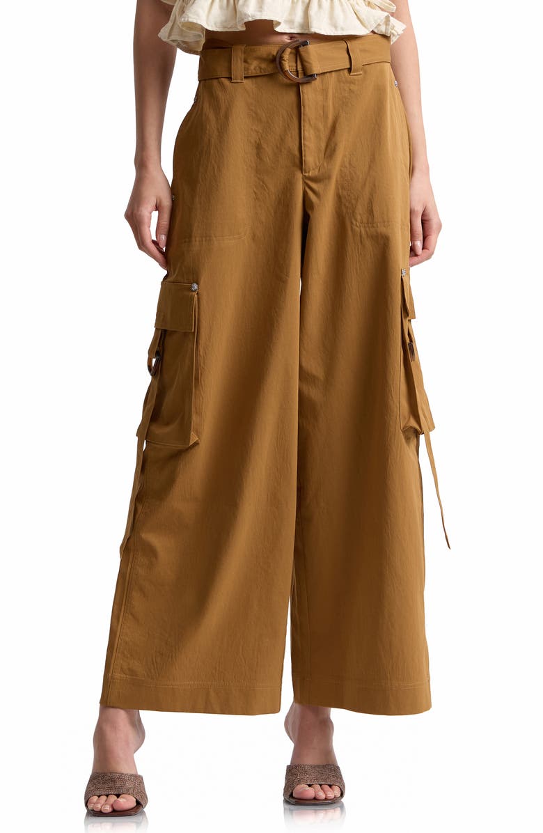 Avec Les Filles Belted Wide Leg Cargo Pants, Main, color, Spice