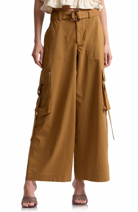 Belted Wide Leg Cargo Pants