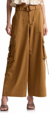 Avec Les Filles Belted Wide Leg Cargo Pants