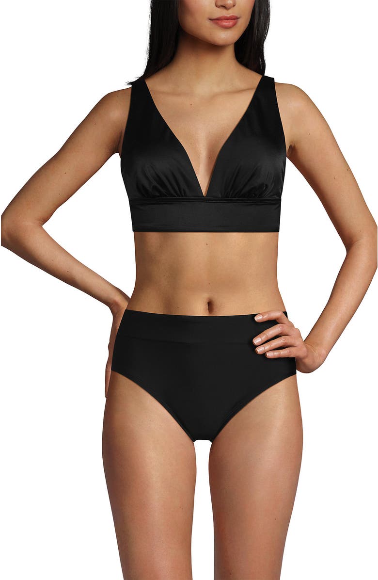 Lands' End Plunge Bikini Top, Alternate, color, Black