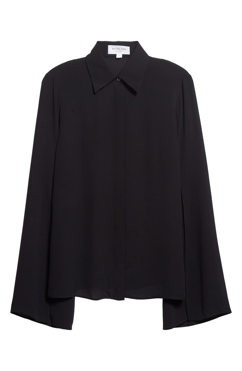 Michael Kors Collection Split Sleeve Silk Georgette Button-Up Shirt, Alternate, color, 