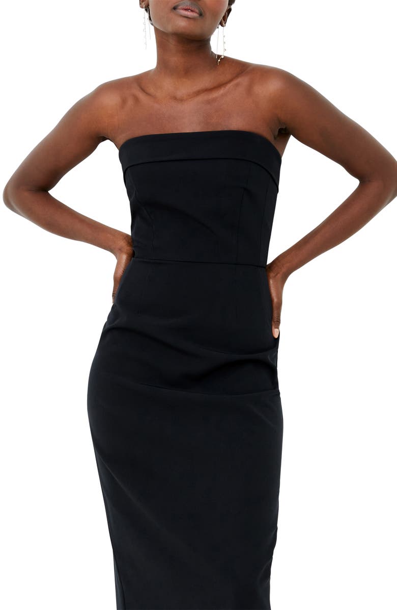 French Connection Echo Strapless Crepe Midi Sheath Dress, Alternate, color,