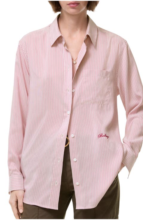 Relaxed Fit Striped Silk Shirt
