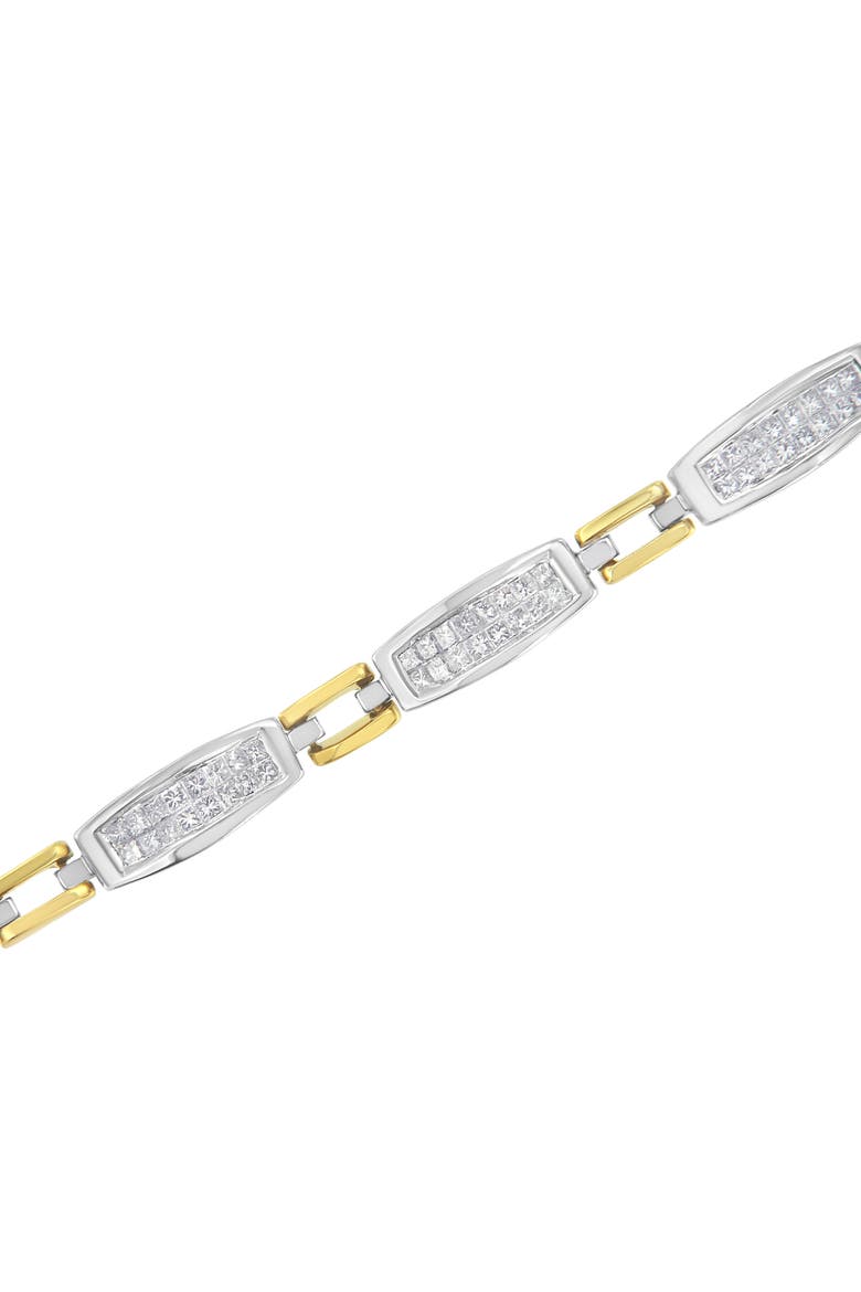 14K Gold 2.0 Cttw Diamond Tapered and Equal Sign Link Bracelet, Alternate, color, Yellow