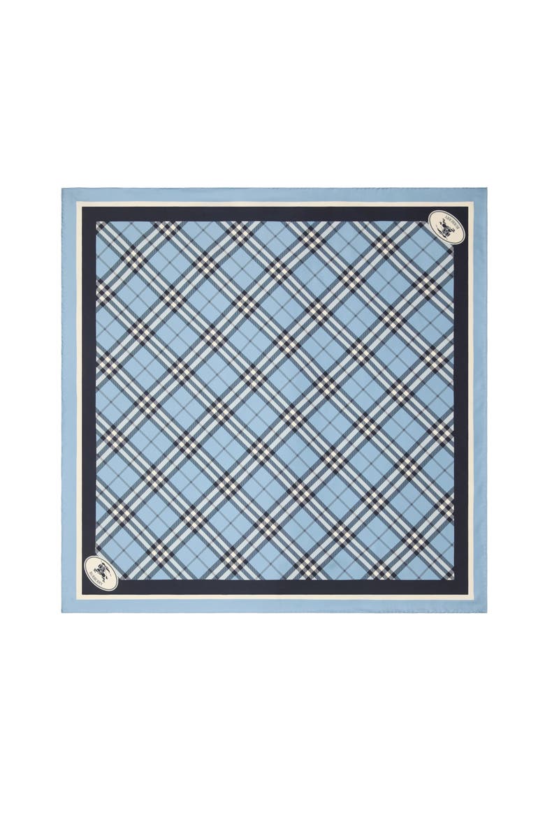 Check Silk Scarf, Main, color, Bank blue