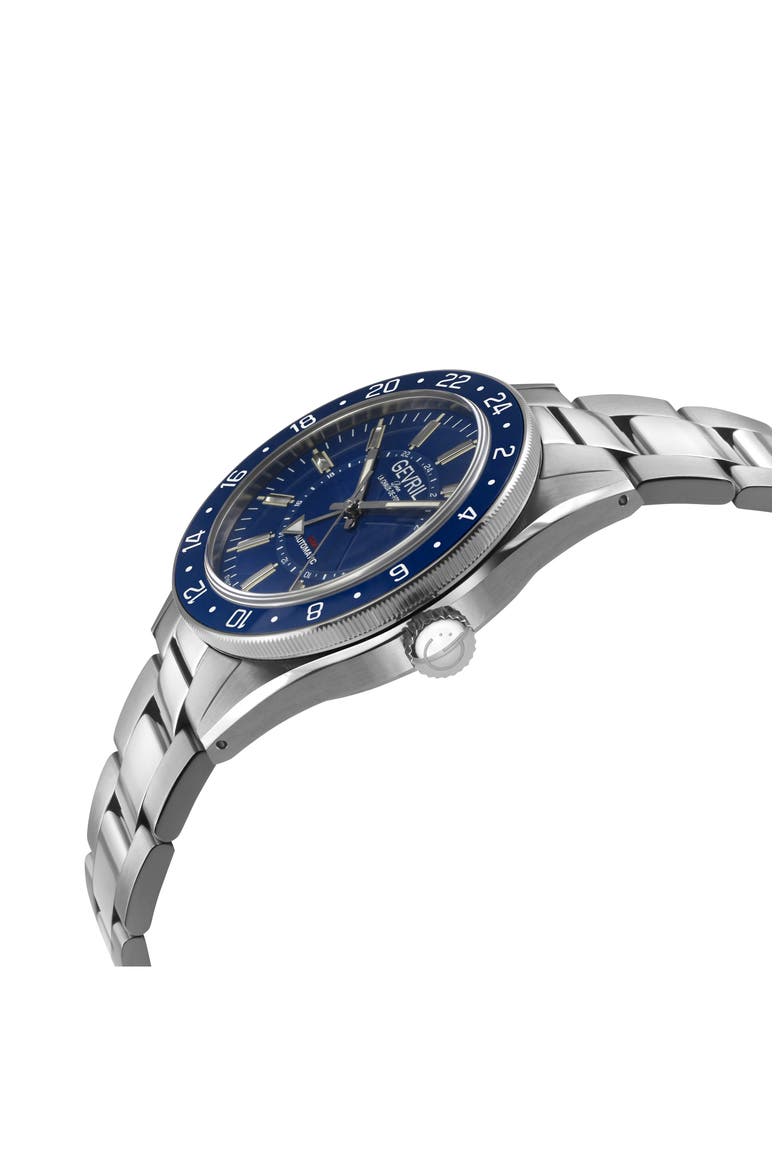 Belmont GMT Automatic Bracelet Watch, 44mm, Alternate, color, SILVER