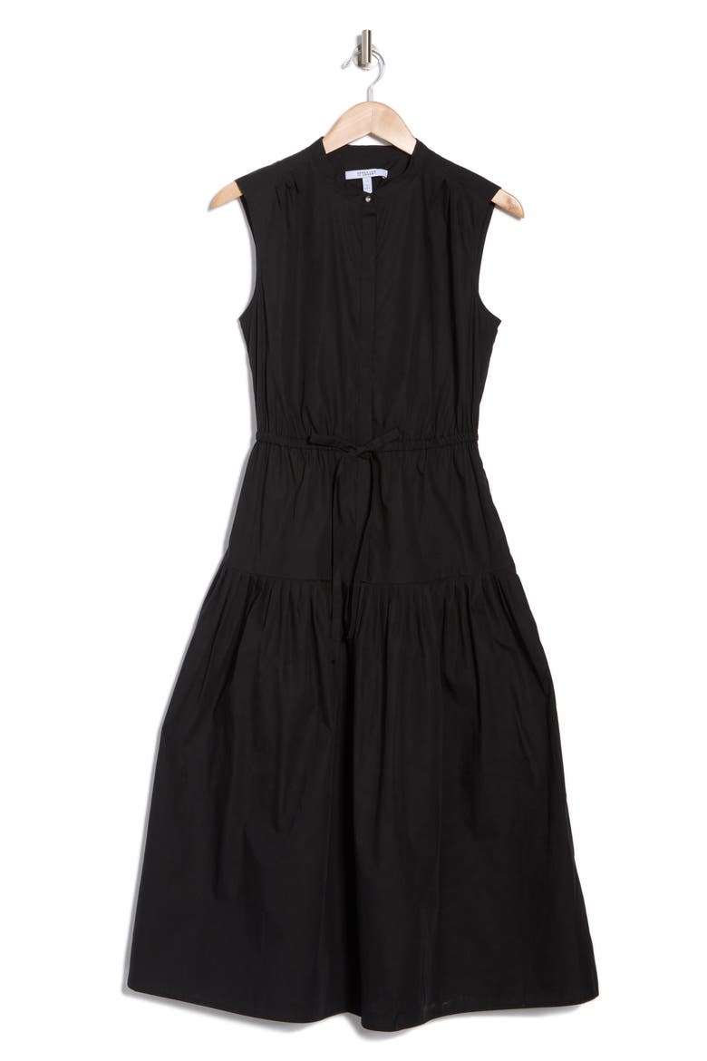 Margaret Sleeveless Poplin Midi Dress, Alternate, color, BLACK