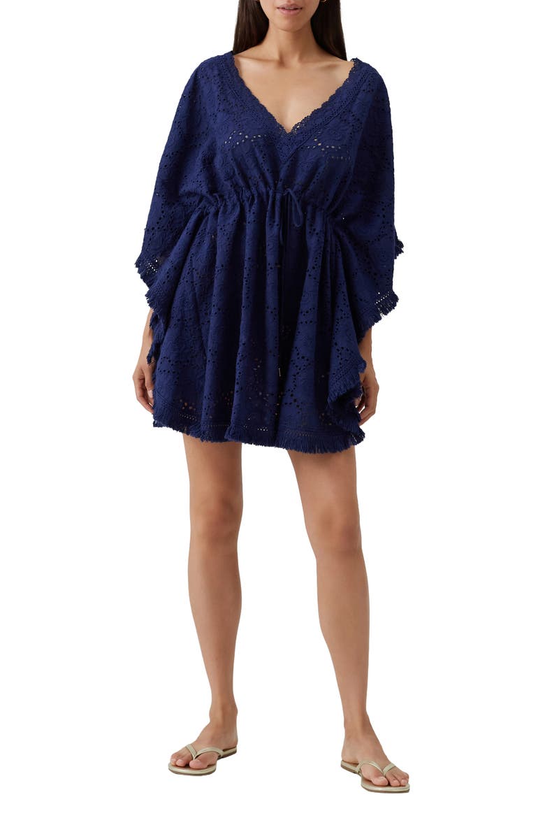 Ivy Cotton Eyelet Cover-Up, Main, color, NAVY