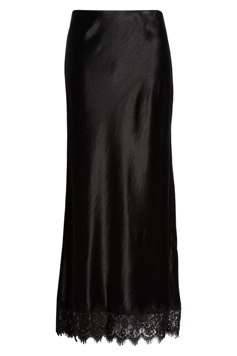 The Lacy Favorite Satin Maxi Skirt, Alternate, color, BLACK