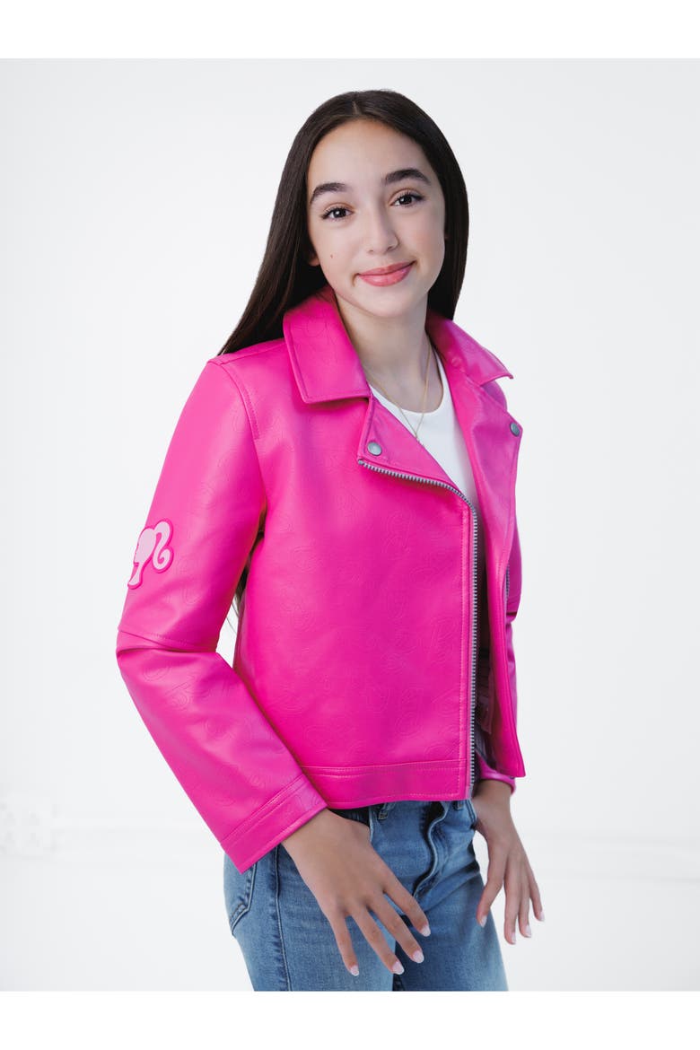 Iridescent Zip-Up Leather Jacket, Alternate, color, Iridescent Pink