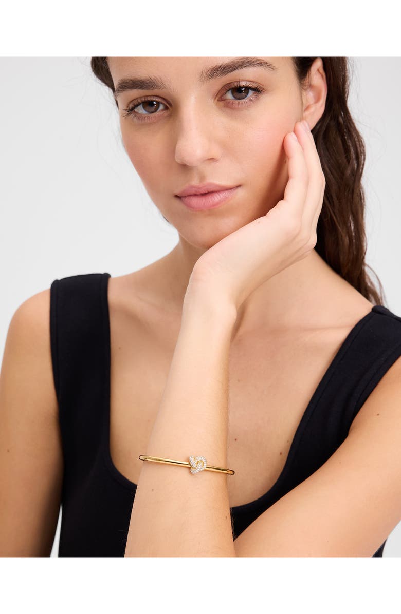 Kate Spade New York pavé hinge bangle, Alternate, color, Clear/ Gold