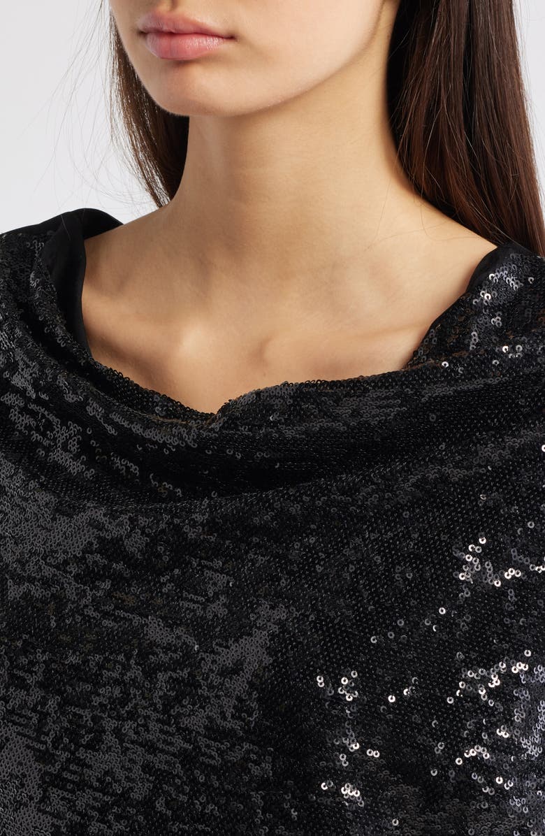 BOSS Ebiba Sequin Long Sleeve Dress, Alternate, color, Black