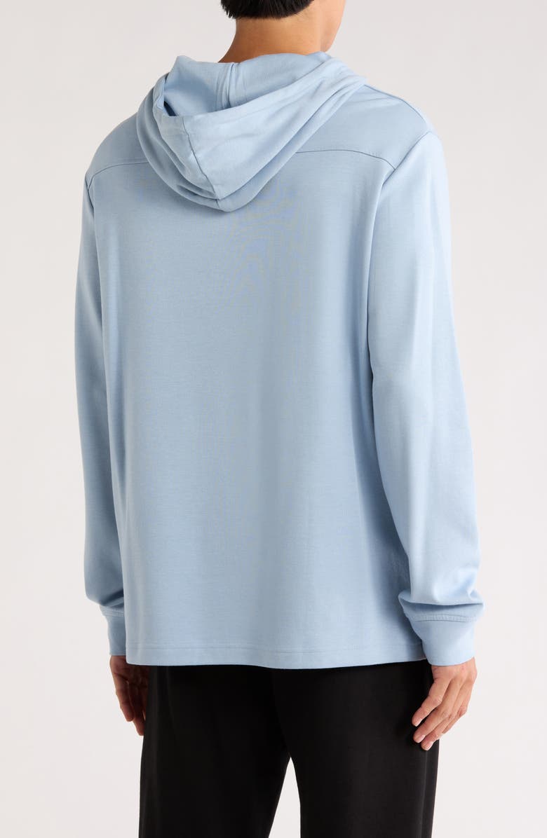 Bugatchi Seam Knit Hoodie, Alternate, color, Dusty Blue