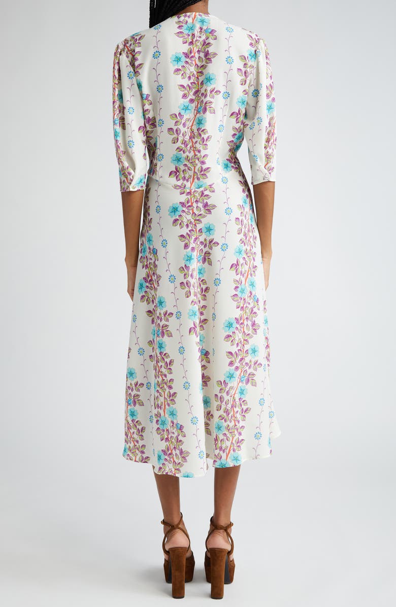 Etro Floral Print Puff Sleeve Midi Dress, Alternate, color,