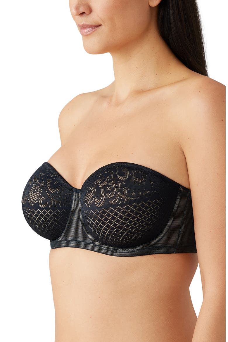 Visual Effects Strapless Underwire Minimizer Bra, Alternate, color, BLACK