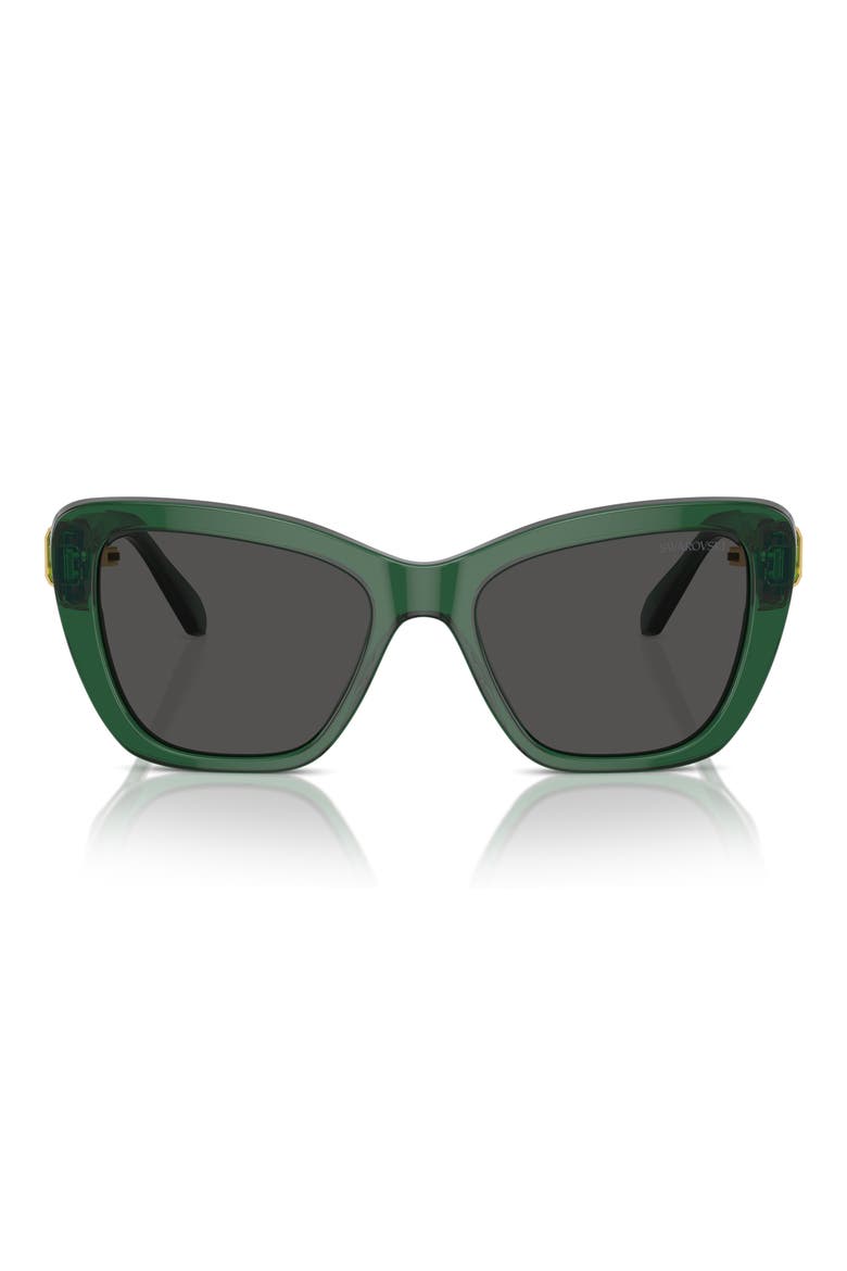 52mm Cat Eye Sunglasses, Main, color, DARK GREEN / DARK GREY