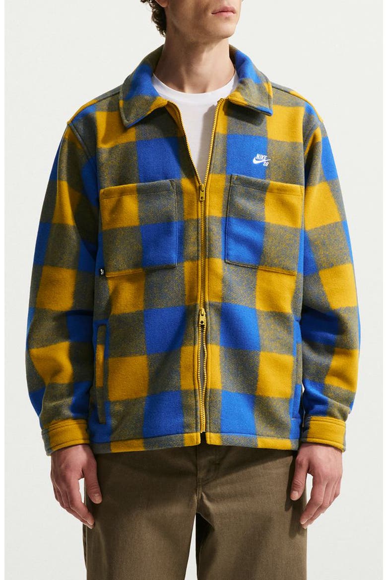 SB Essential Plaid Shirt Jacket, Main, color, HYPER ROYAL/ PEAT MOSS