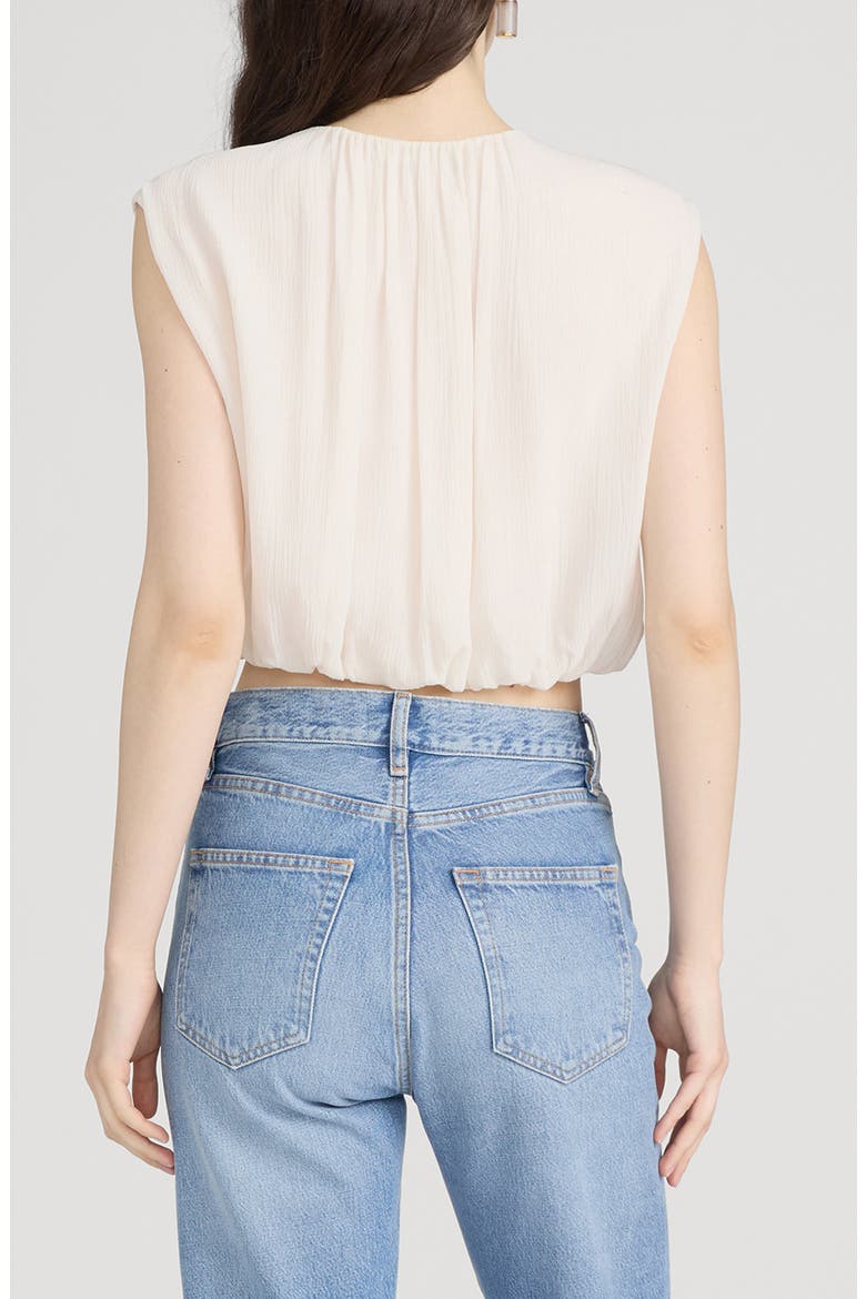 The Wave Tie Neck Silk Top, Alternate, color, CREAM