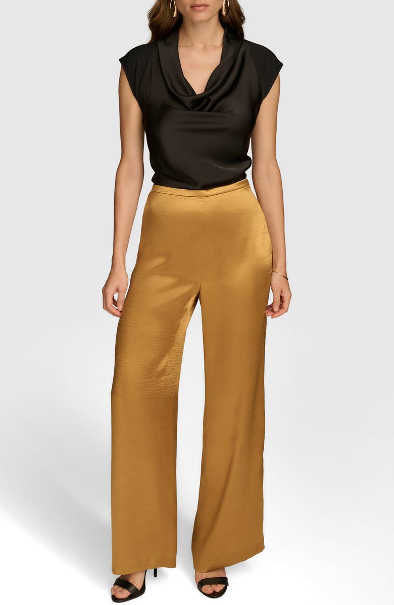 Donna Karan New York Ripple Wide Leg Satin Pants, Alternate, color, 