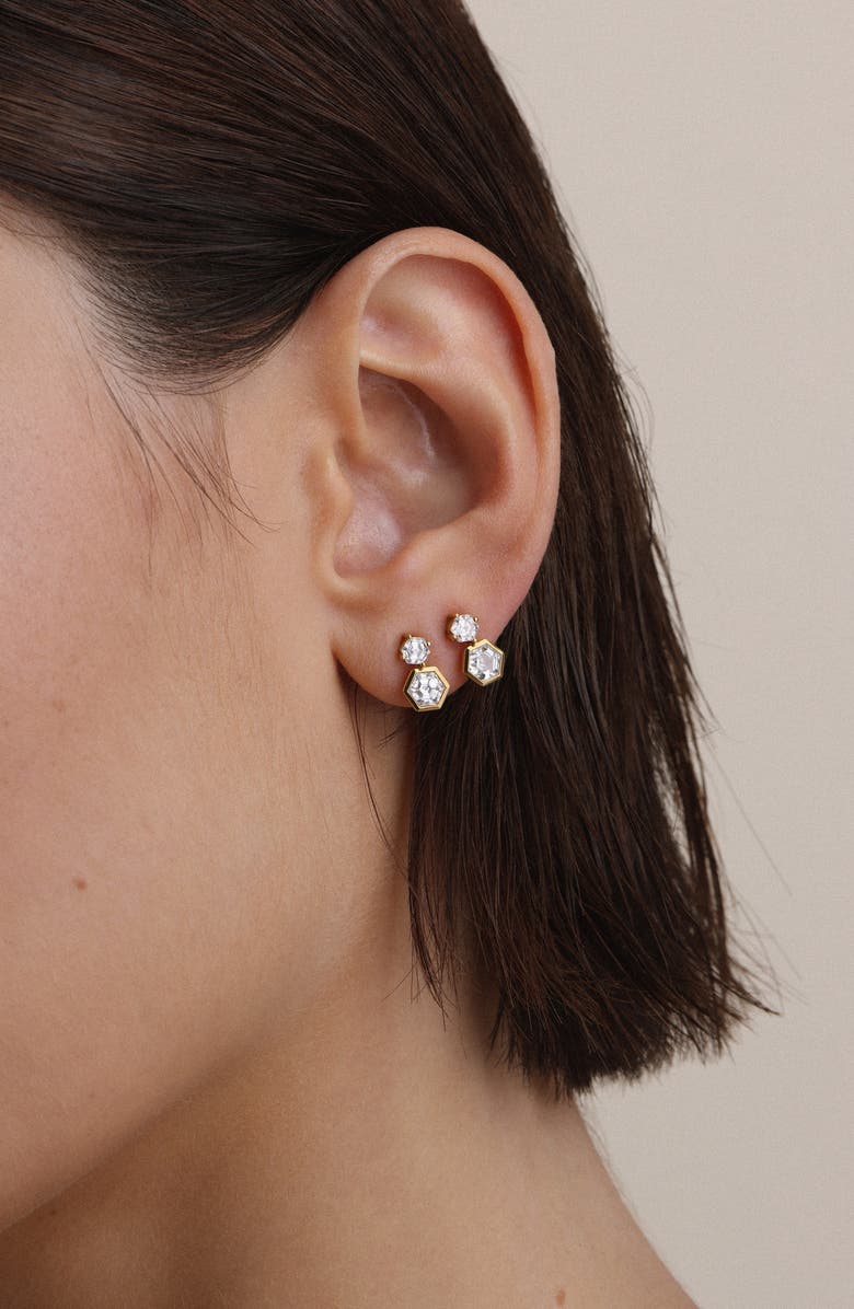 Adina Reyter Lab Grown Diamond Hexagon Drop Earrings, Alternate, color, 14K Yellow Gold