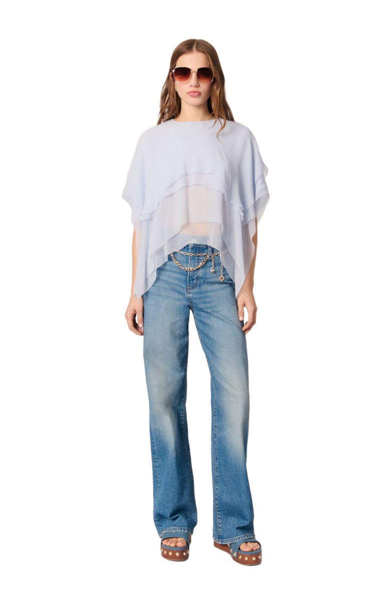 maje Ruffled chiffon top, Alternate, color,