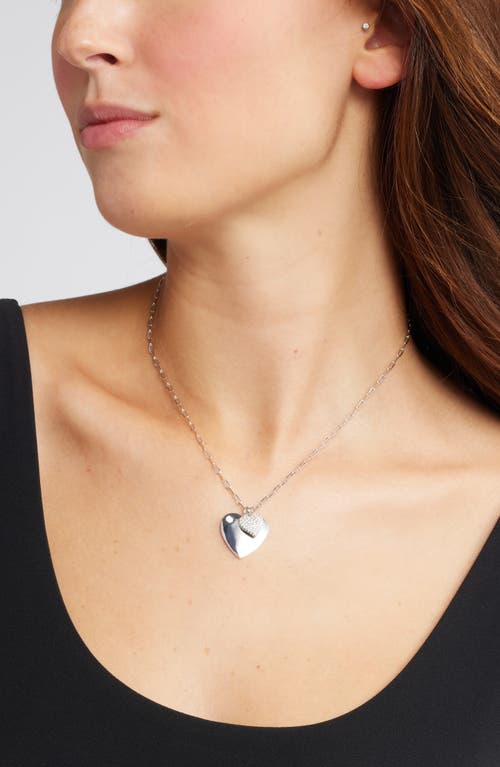 Nordstrom Cubic Zirconia Heart Charms Duo Necklace In Clear- Silver