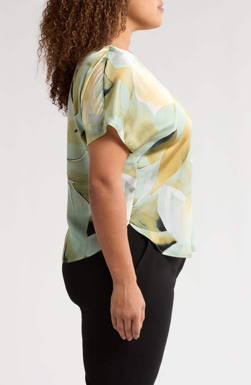 Anne Klein Print Top In Soft Aloe Multi