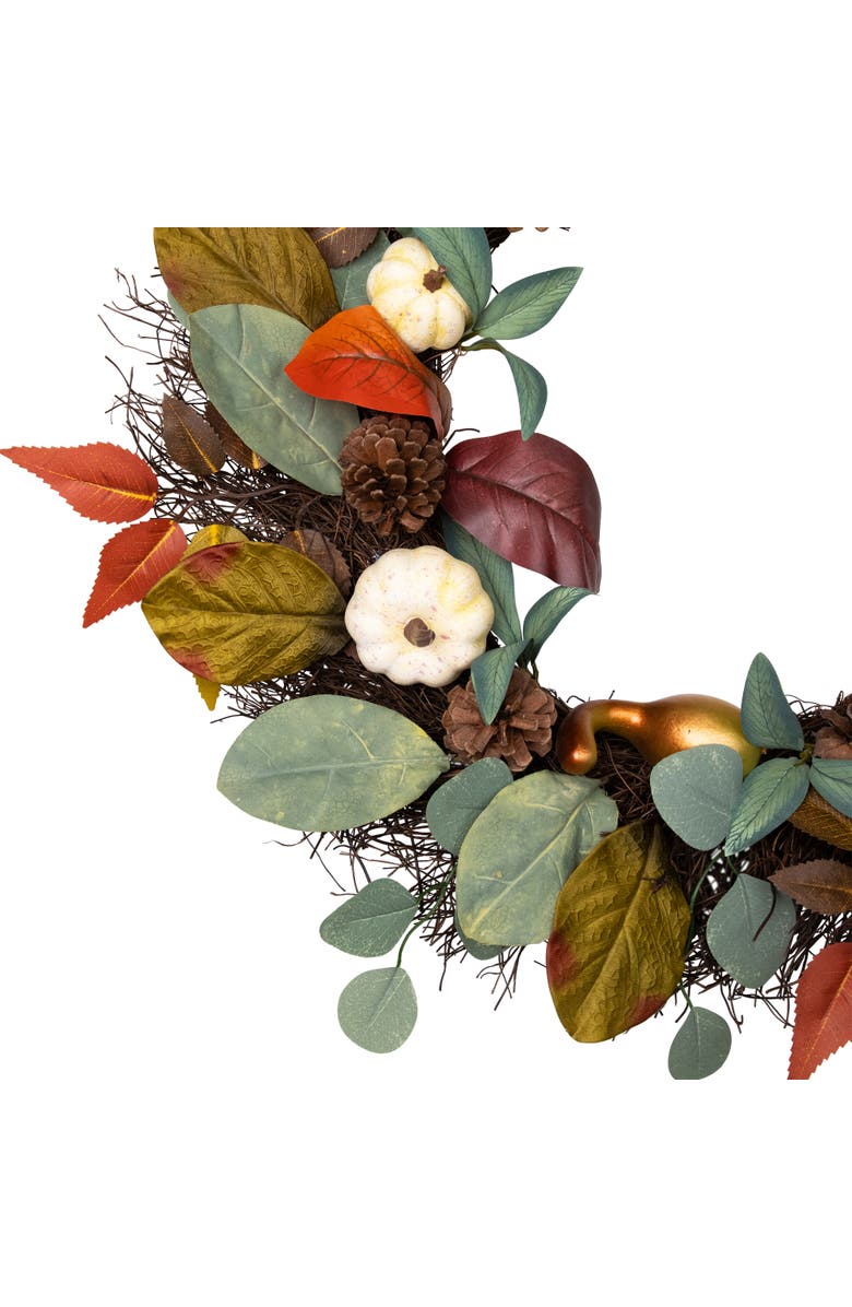 Northlight Pumpkin Pinecone and Gourd Artificial Fall Harvest Wreath - 24", Alternate, color,