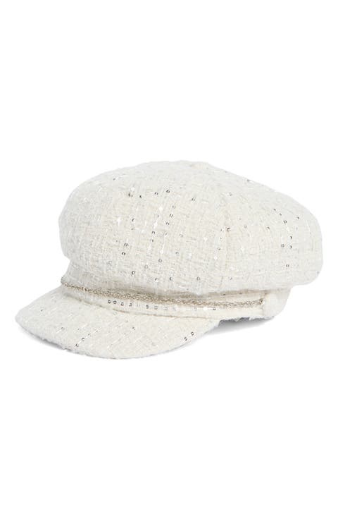 Bouclé Newsboy Cap with Small Chain