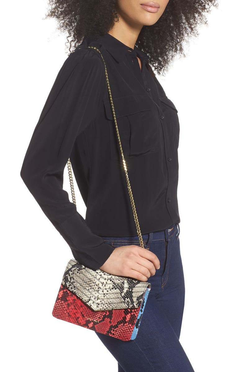 Ted Baker London Mini Belida Snake Embossed Leather Crossbody Bag, Alternate, color,