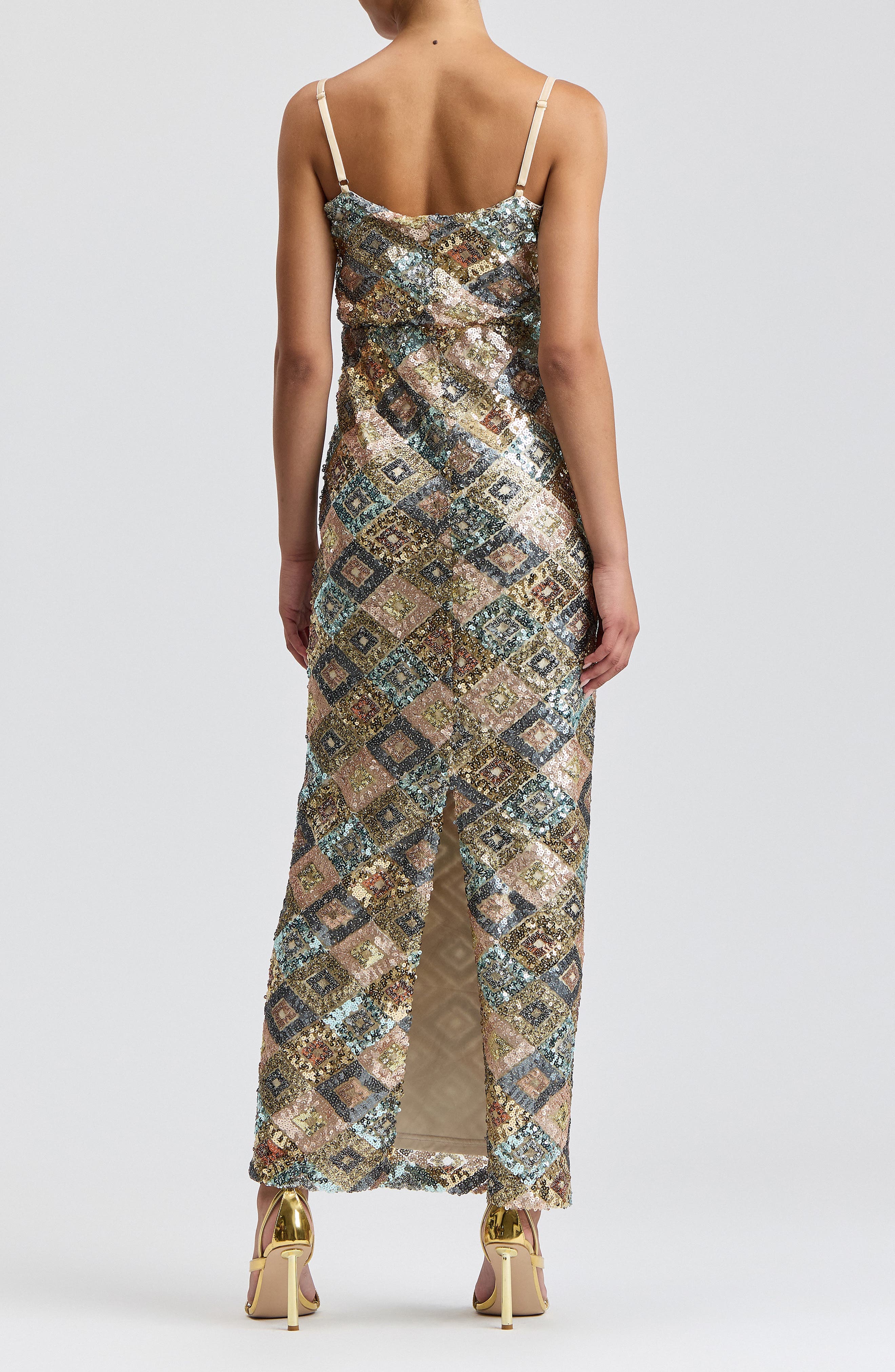 Avec Les Filles Sequin Tie Waist Column Maxi Dress (Women) | Nordstrom