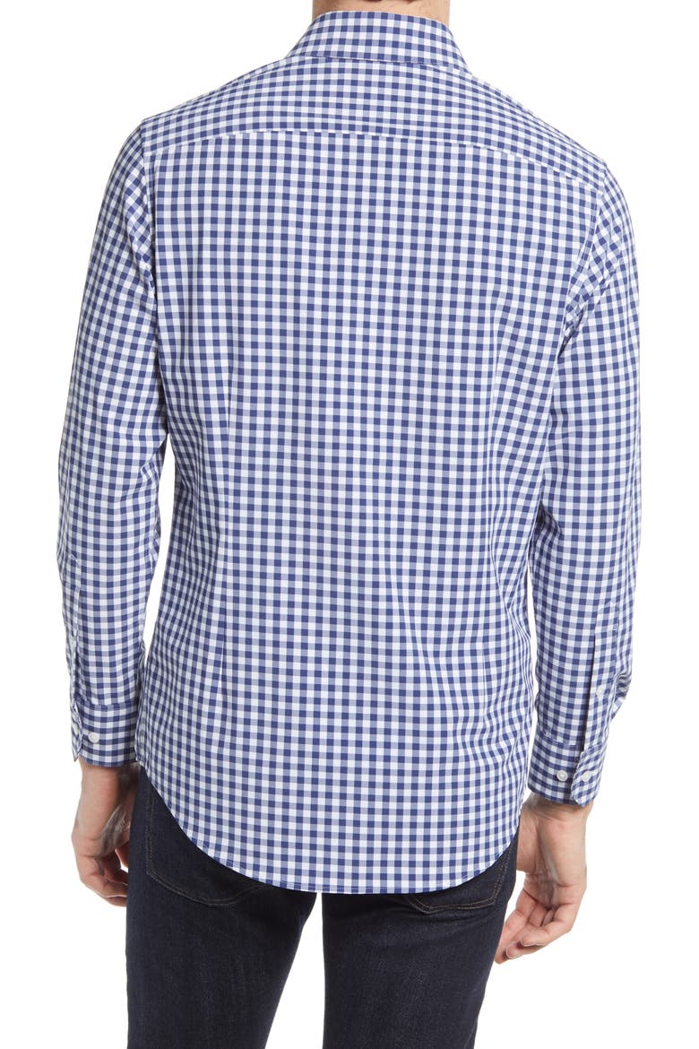 Leeward Stretch Check Button-Up Shirt, Alternate, color, COBALT BLUE GINGHAM
