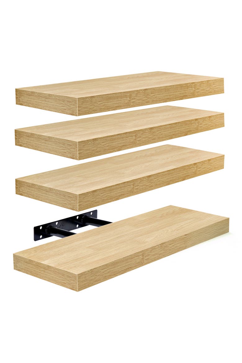 Set of 4 Floating Wall Shelves, Main, color, MAPLE