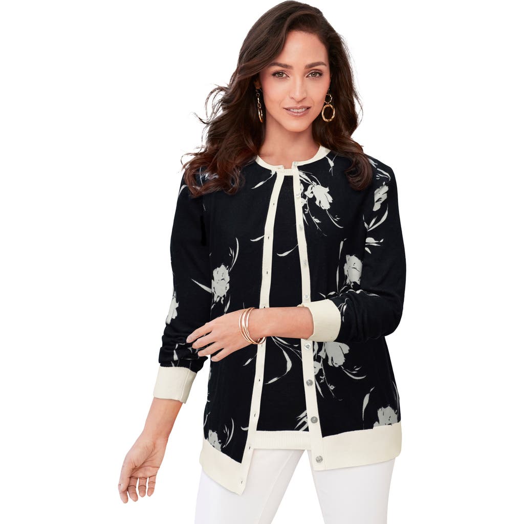 Jessica London Fine Gauge Cardigan In Black