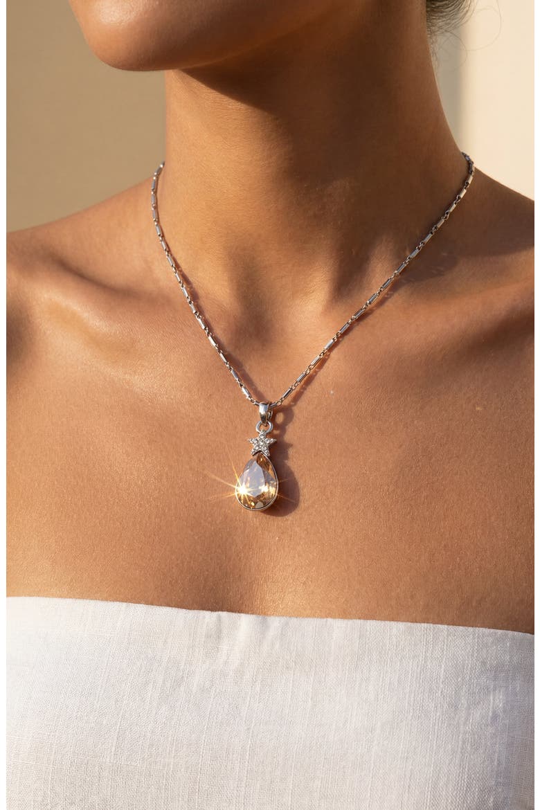 Topaz Teardrop Star Pendant Necklace, Alternate, color, Silver