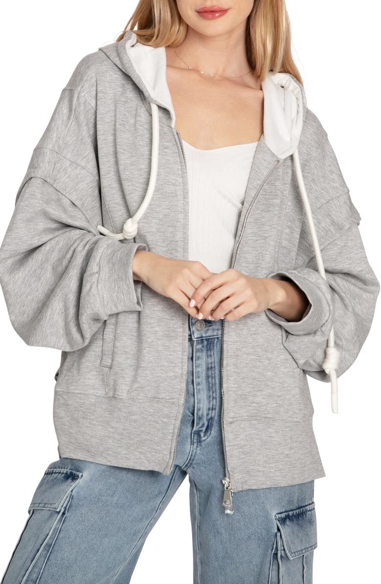 Belle & Bloom No Ordinary Love Zip Hoodie, Main, color, Grey Marle