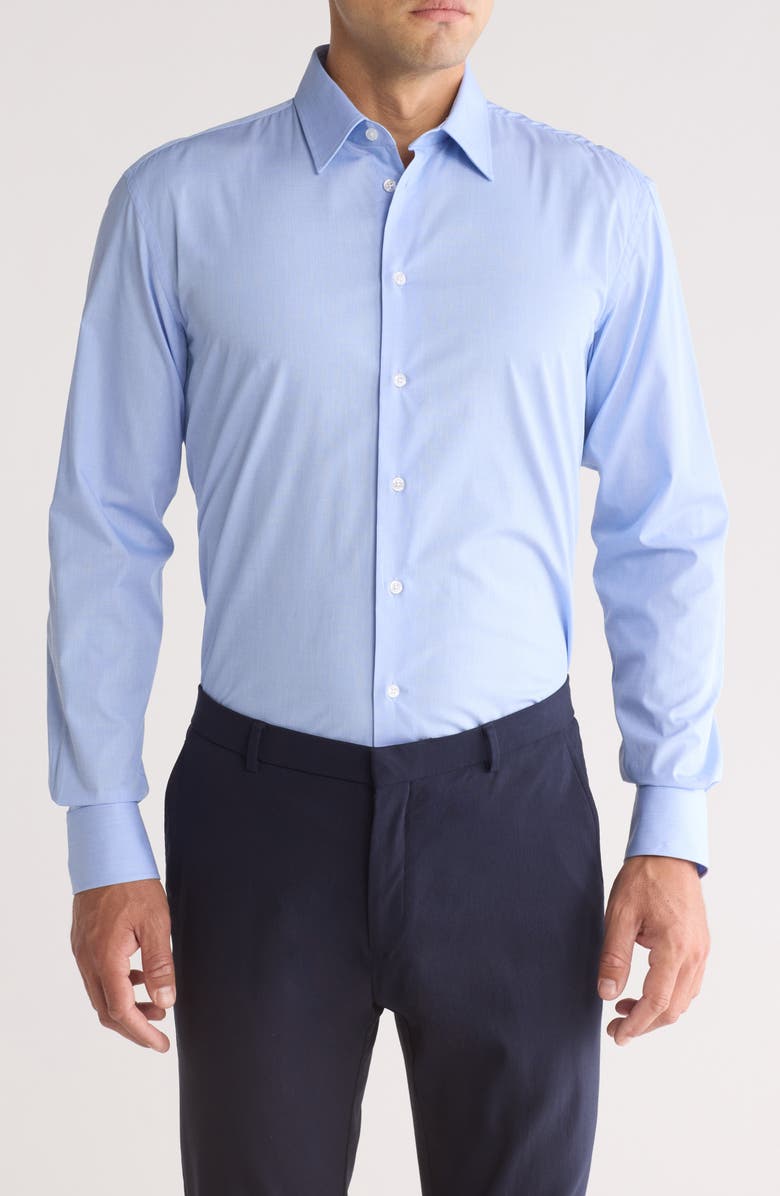 Armani Collezioni Solid Cotton Twill Dress Shirt, Main, color, Sky Blue