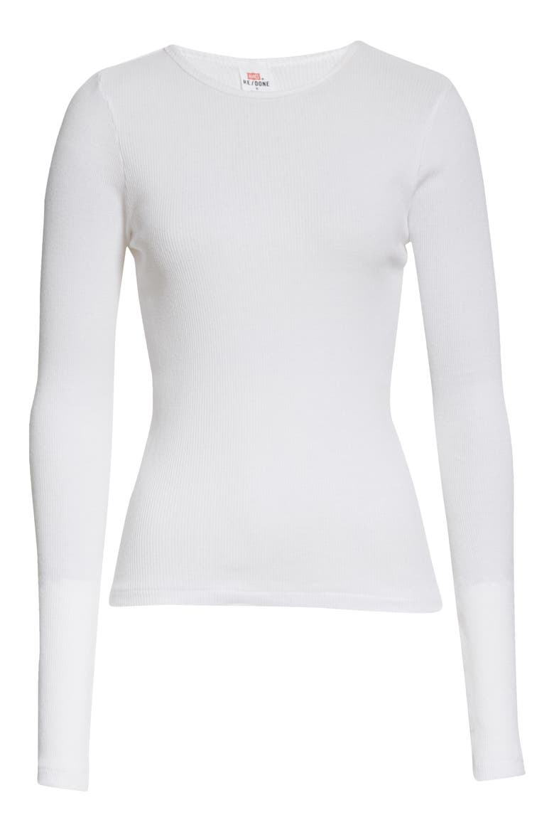 '60s Fitted Rib Knit Sweater, Alternate, color, OPTIC WHITE